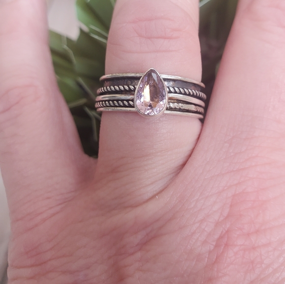 New Pink Topaz 925 Silver Spinner Meditation Ring. - Picture 5 of 11